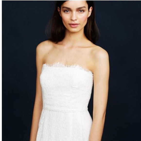 J.Crew Ivory Lace Eyelash Feminine Wedding Dress - Picture 4 of 8